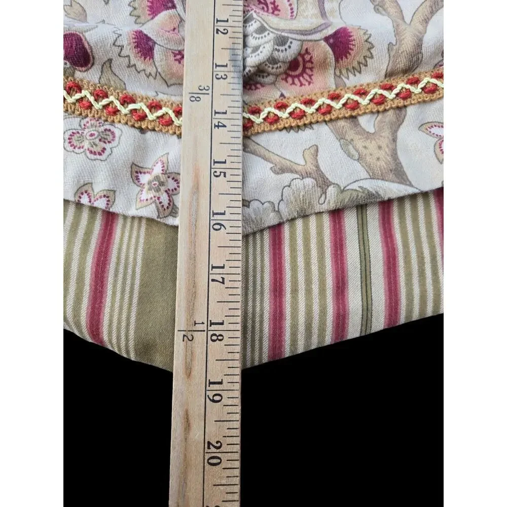 Waverly Imperial Dress Cream Red Floral Striped Valance 51”